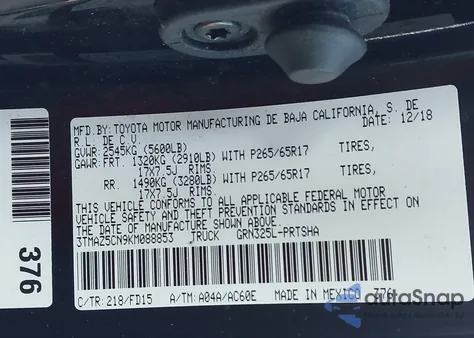 2019 Toyota Tacoma Trd Sport from USA, damaged, VIN 3TMAZ5CN9KM088853